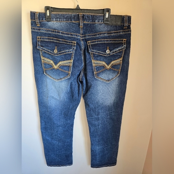 True Luck Men's Datk Wash Bootcut Jeans Size 38/32 - Picture 7 of 7